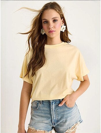 T-shirt de algodão com gola redonda lucci