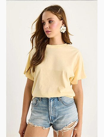 T-shirt de algodão com gola redonda lucci