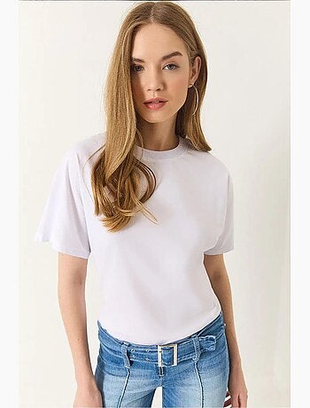 T-shirt de algodão com gola redonda lucci