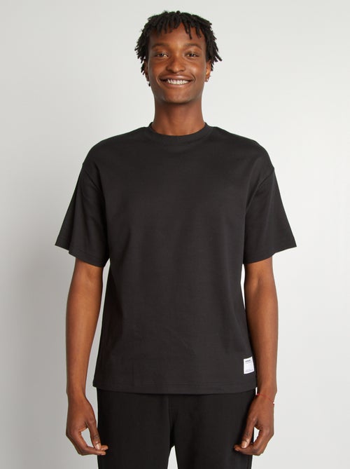 T-shirt de algodão com gola redonda - Kiabi