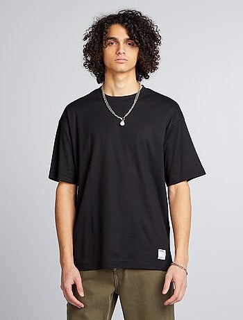 T-shirt de algodão com gola redonda