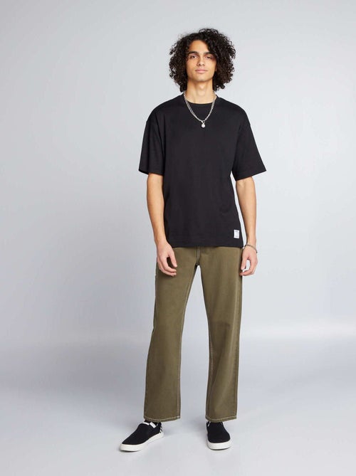 T-shirt de algodão com gola redonda - Kiabi