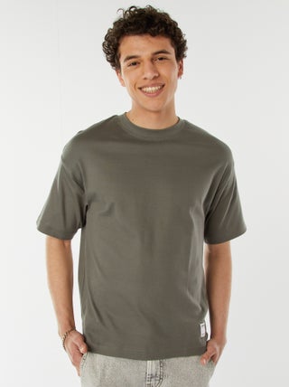 T-shirt de algodão com gola redonda