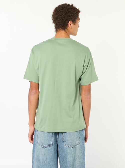 T-shirt de algodão com gola redonda - Kiabi