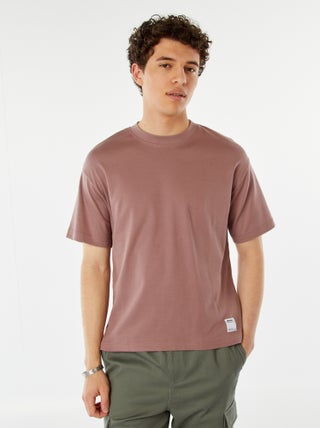 T-shirt de algodão com gola redonda