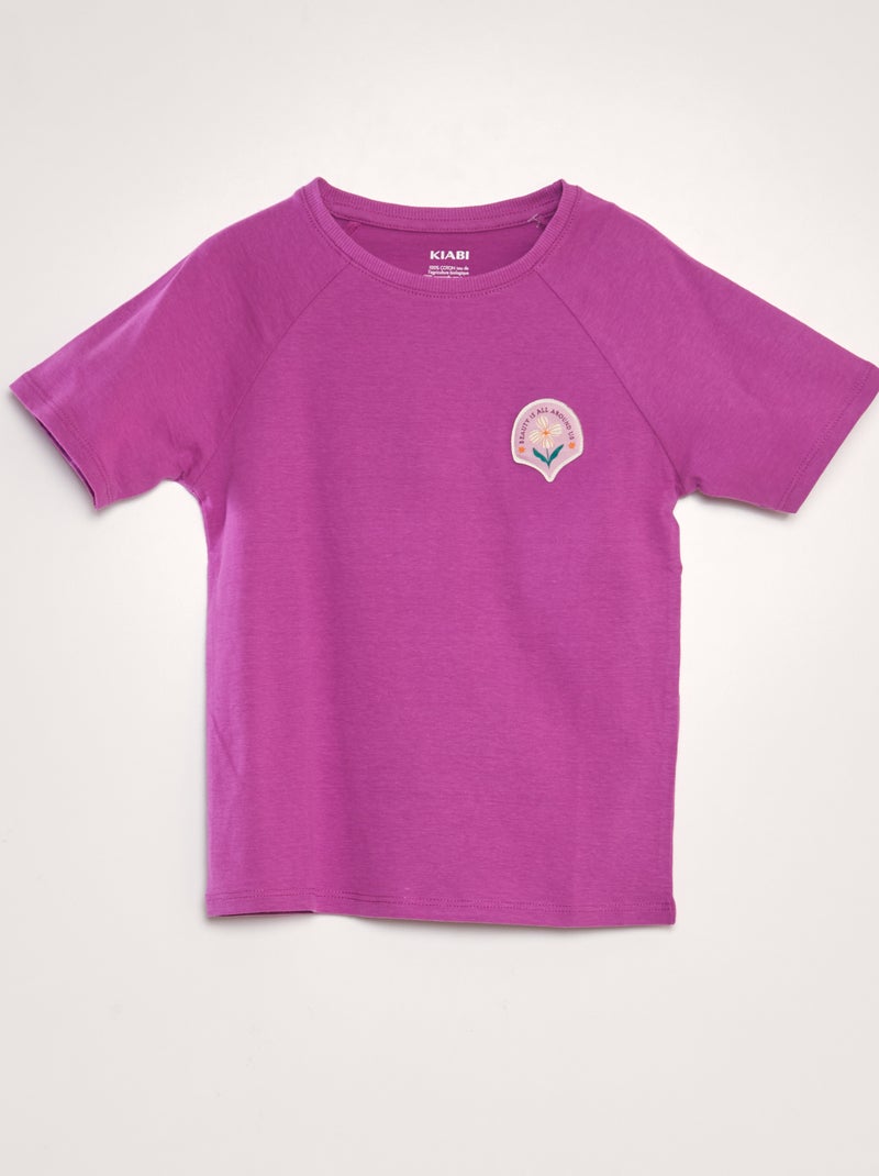 T-shirt de algodão com gola redonda VIOLETA - Kiabi