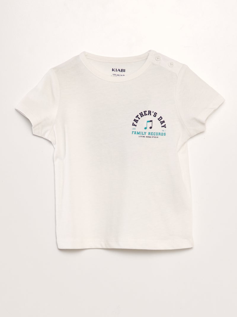 T-shirt de algodão com mensagem BRANCO - Kiabi