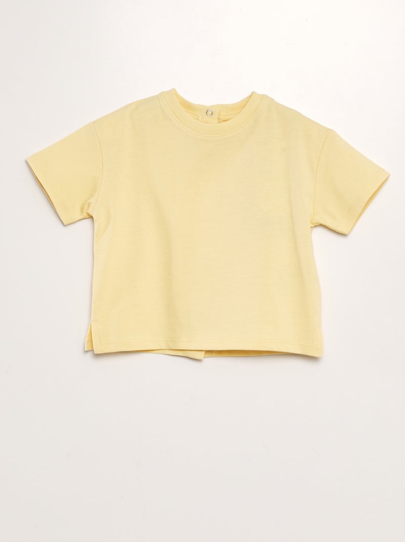 T-shirt de algodão com molas de pressão atrás - Tough Cotton¿ - Unissexo AMARELO - Kiabi