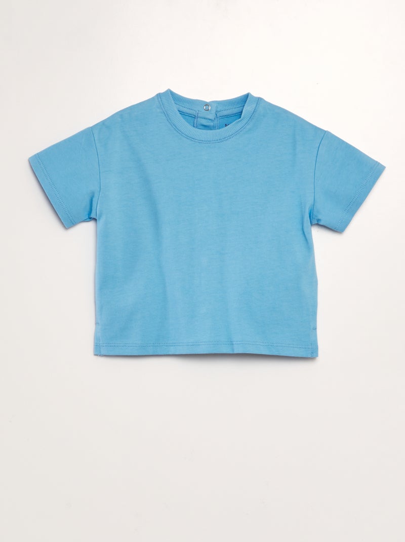 T-shirt de algodão com molas de pressão atrás - Tough Cotton¿ - Unissexo AZUL - Kiabi