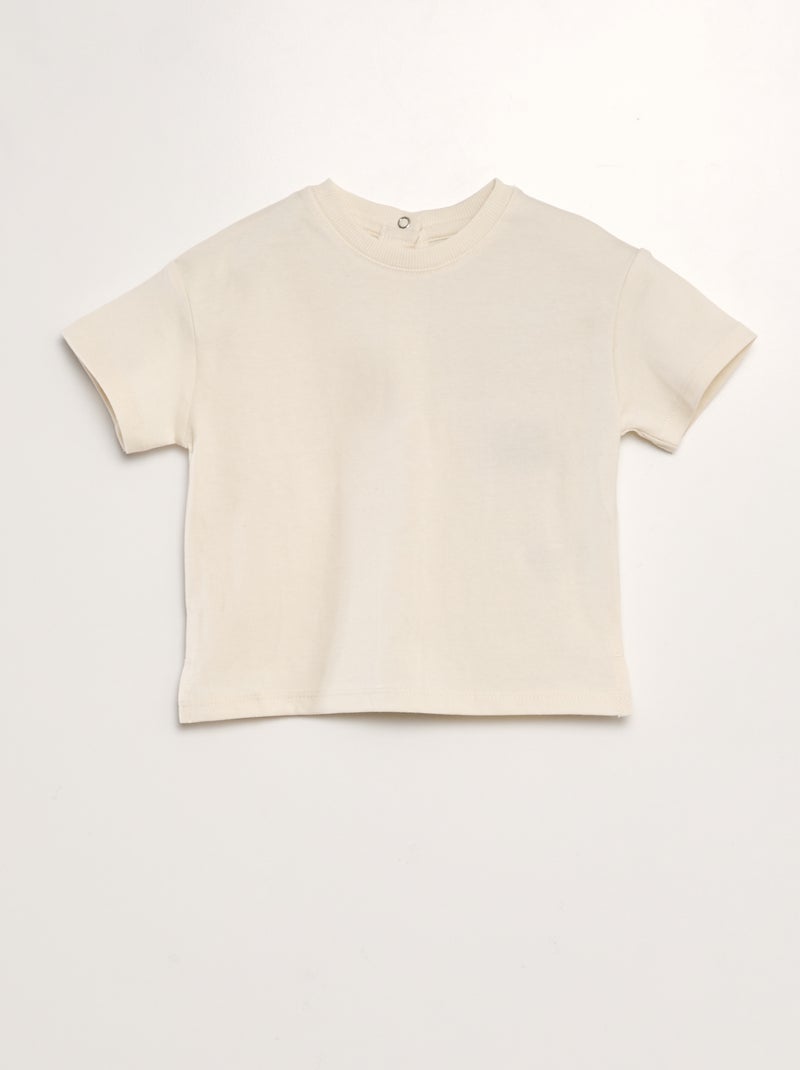 T-shirt de algodão com molas de pressão atrás - Tough Cotton¿ - Unissexo BRANCO - Kiabi