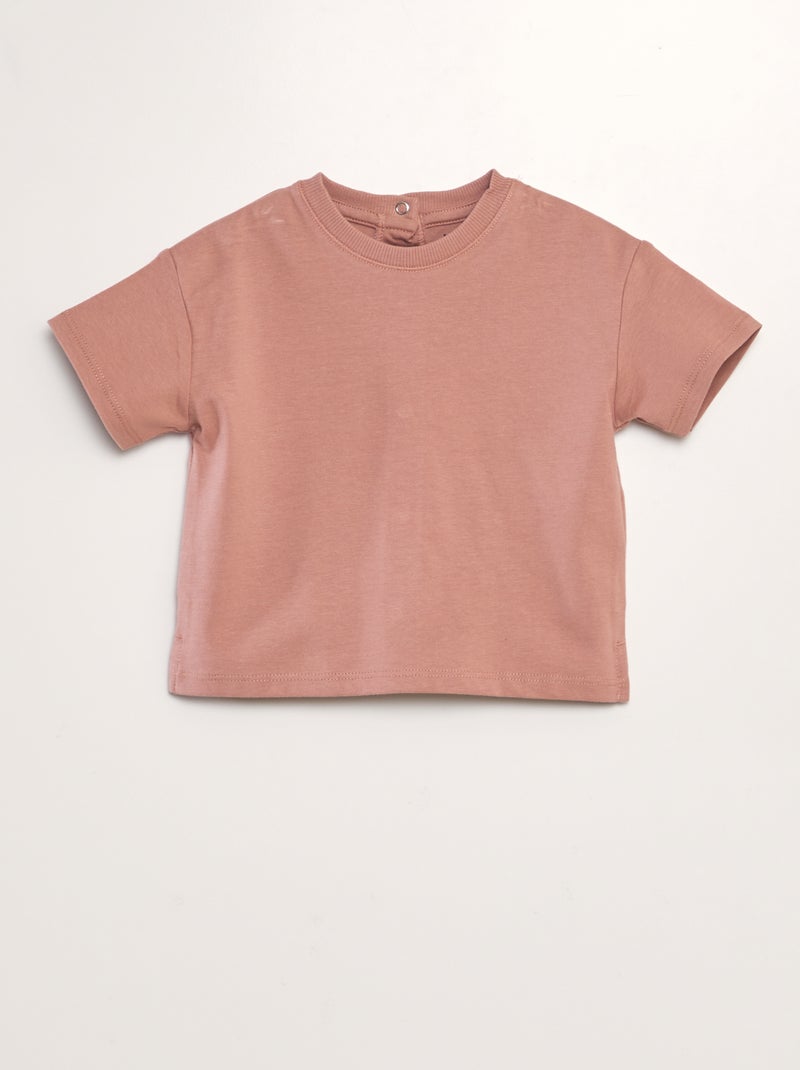 T-shirt de algodão com molas de pressão atrás - Tough Cotton¿ - Unissexo ROSA - Kiabi