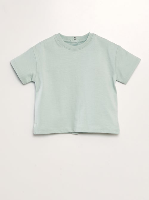 T-shirt de algodão com molas de pressão atrás - Kiabi