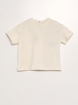 T-shirt de algodão com molas de pressão atrás