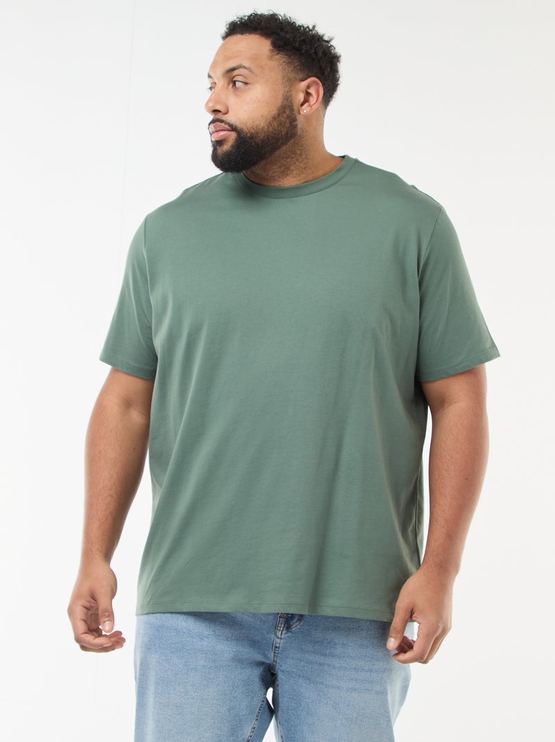 T-shirt de algodão com toque suave Verde - Kiabi