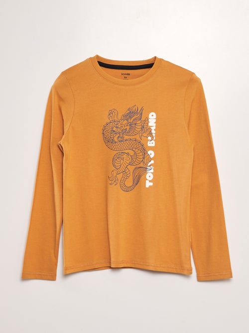 T-shirt de algodão de manga comprida - Kiabi