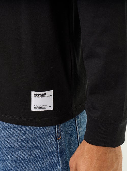 T-shirt de algodão de manga comprida e gola redonda - Kiabi