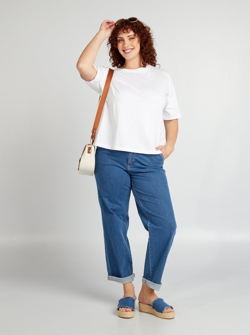 T-shirt de algodão de manga curta Branco - Kiabi