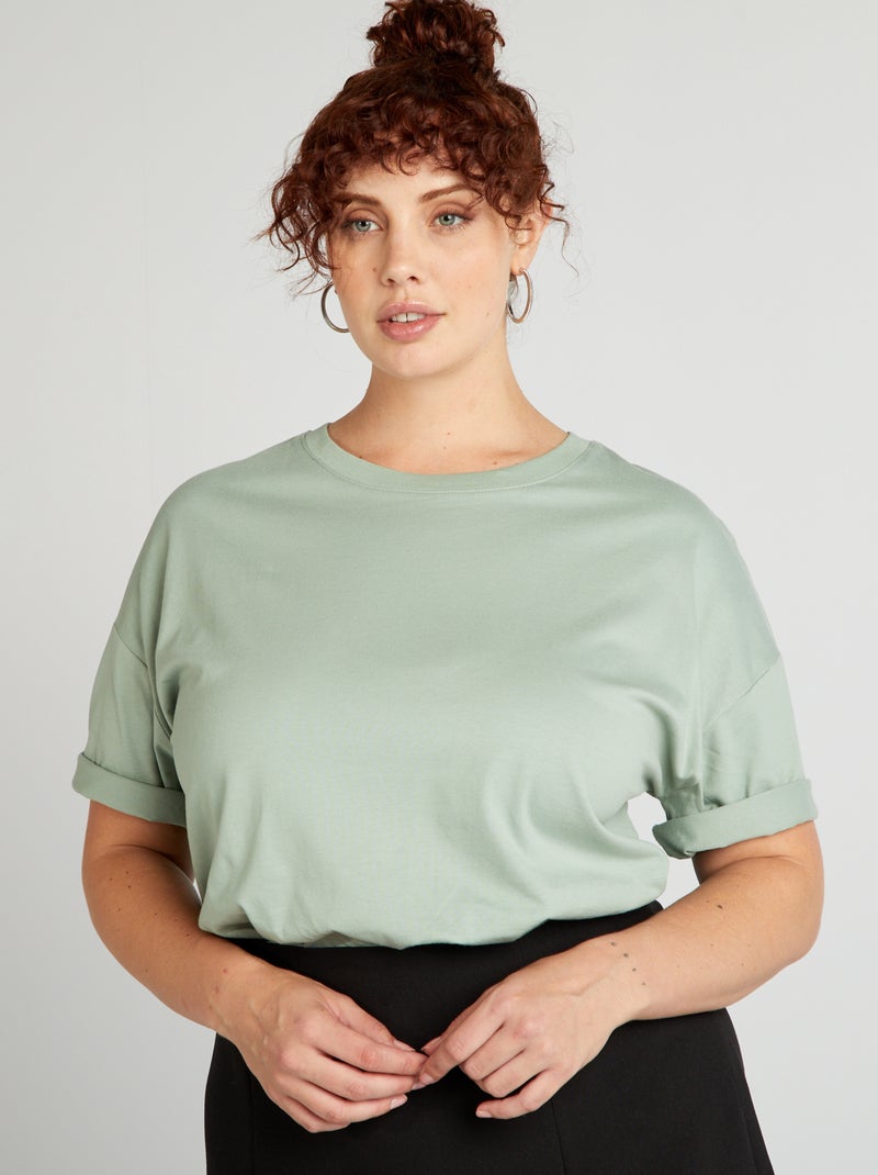 T-shirt de algodão de manga curta VERDE - Kiabi