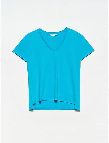 T-shirt de algodão de mulher com decote em v dilvin