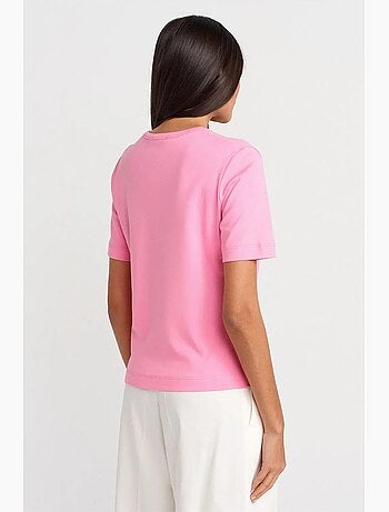 T-shirt de algodão de mulher com decote em v dilvin