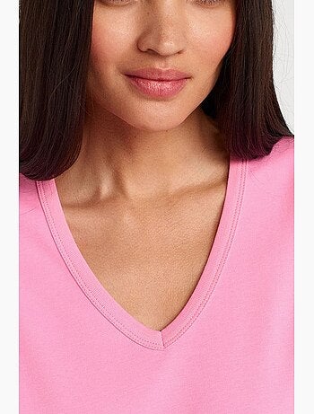 T-shirt de algodão de mulher com decote em v dilvin