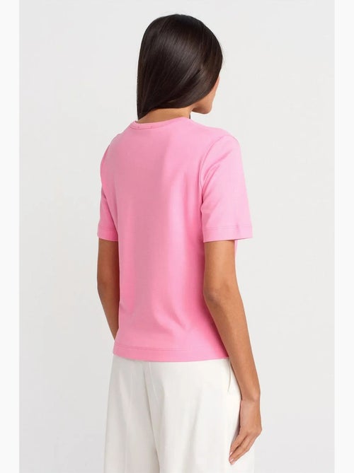 T-shirt de algodão de mulher com decote em v dilvin - Kiabi