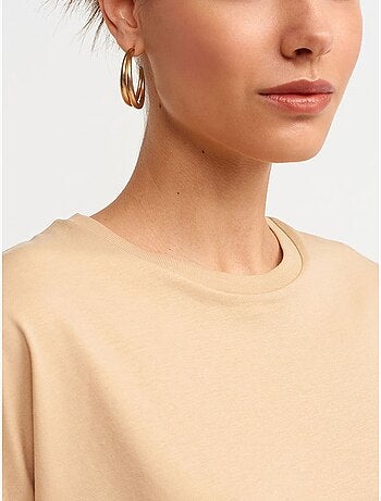 T-shirt de algodão de mulher com decote redondo dilvin