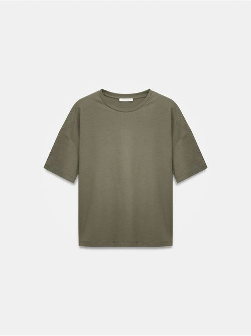 T-shirt de algodão de mulher com decote redondo dilvin - Kiabi