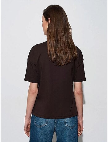 T-shirt de algodão de mulher com decote redondo dilvin