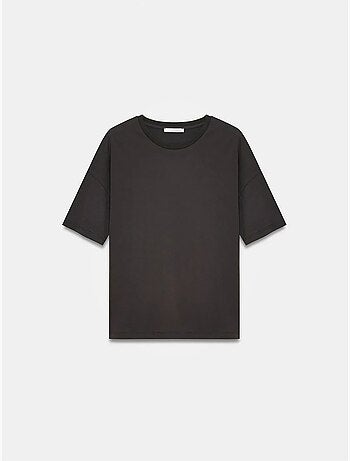 T-shirt de algodão de mulher com decote redondo dilvin