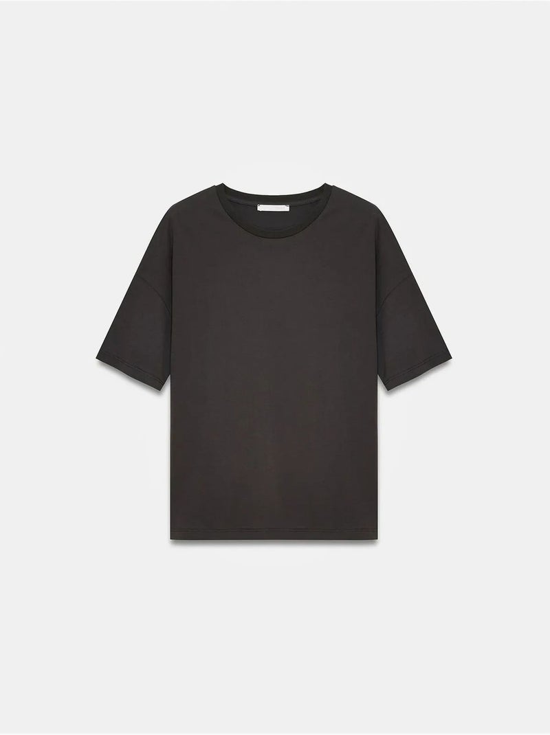 T-shirt de algodão de mulher com decote redondo dilvin Castanho-chocolate - Kiabi