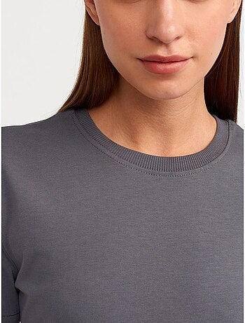 T-shirt de algodão de mulher com decote redondo dilvin