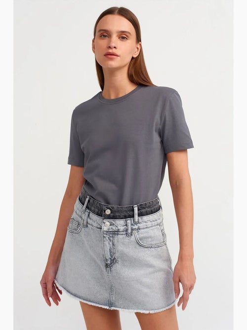 T-shirt de algodão de mulher com decote redondo dilvin - Kiabi
