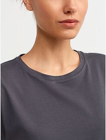 T-shirt de algodão de mulher com decote redondo dilvin