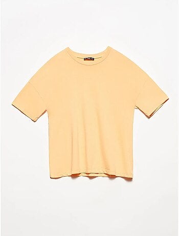 T-shirt de algodão de mulher com decote redondo dilvin