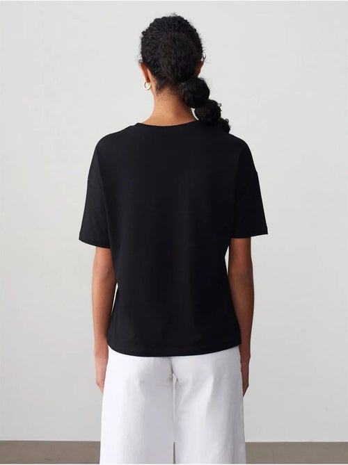 T-shirt de algodão de mulher com decote redondo dilvin - Kiabi