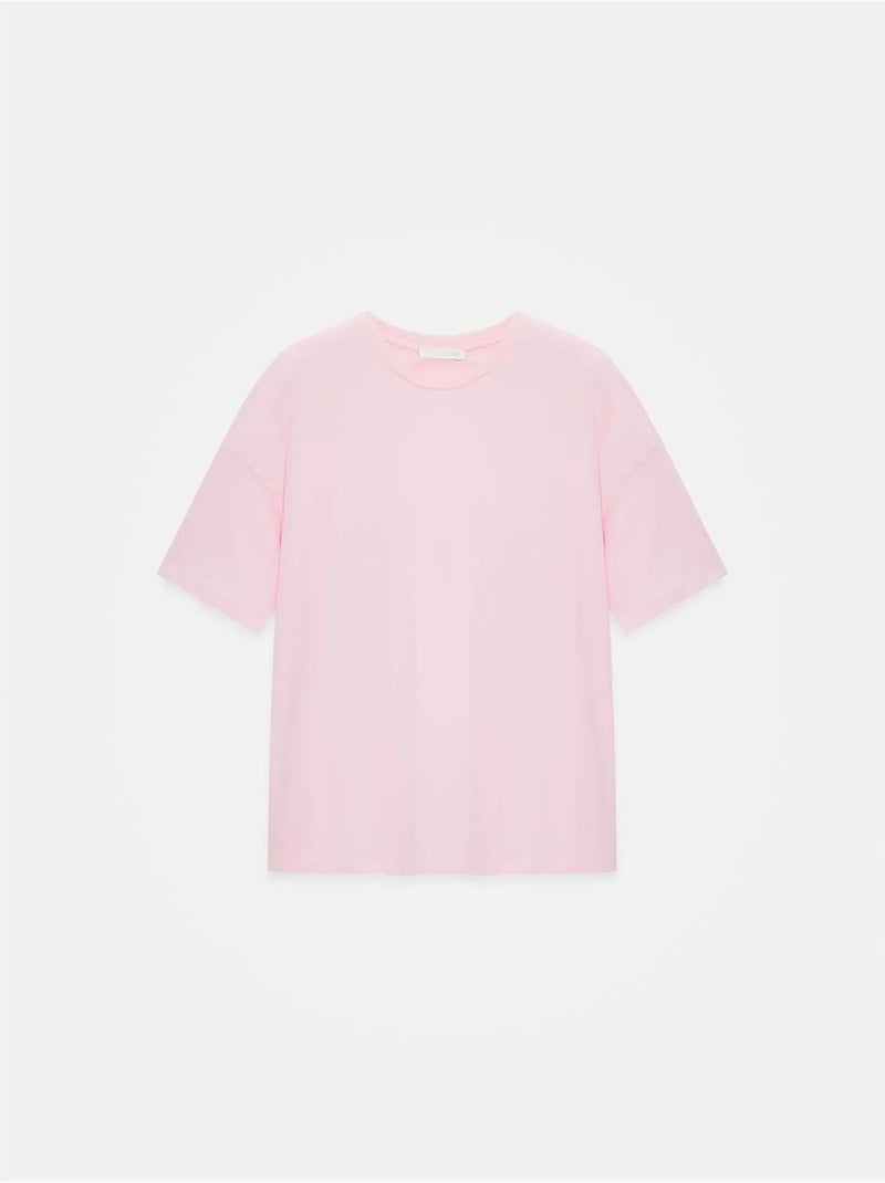 T-shirt de algodão de mulher com decote redondo dilvin Rosa doce - Kiabi