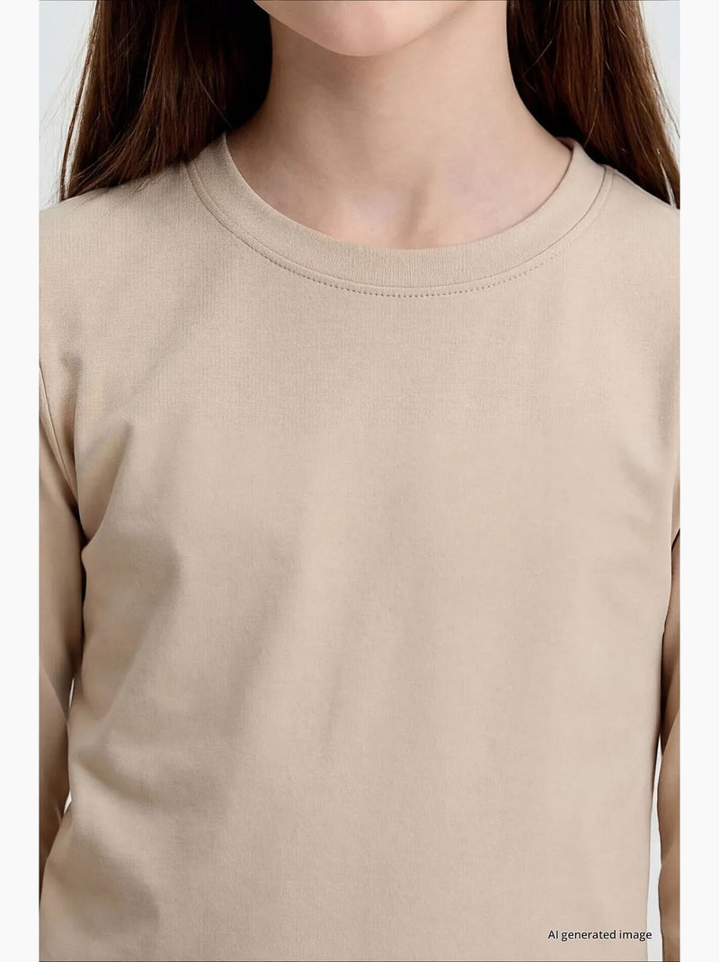 T-shirt de algodão e elastano tommy Bege-argila - Kiabi