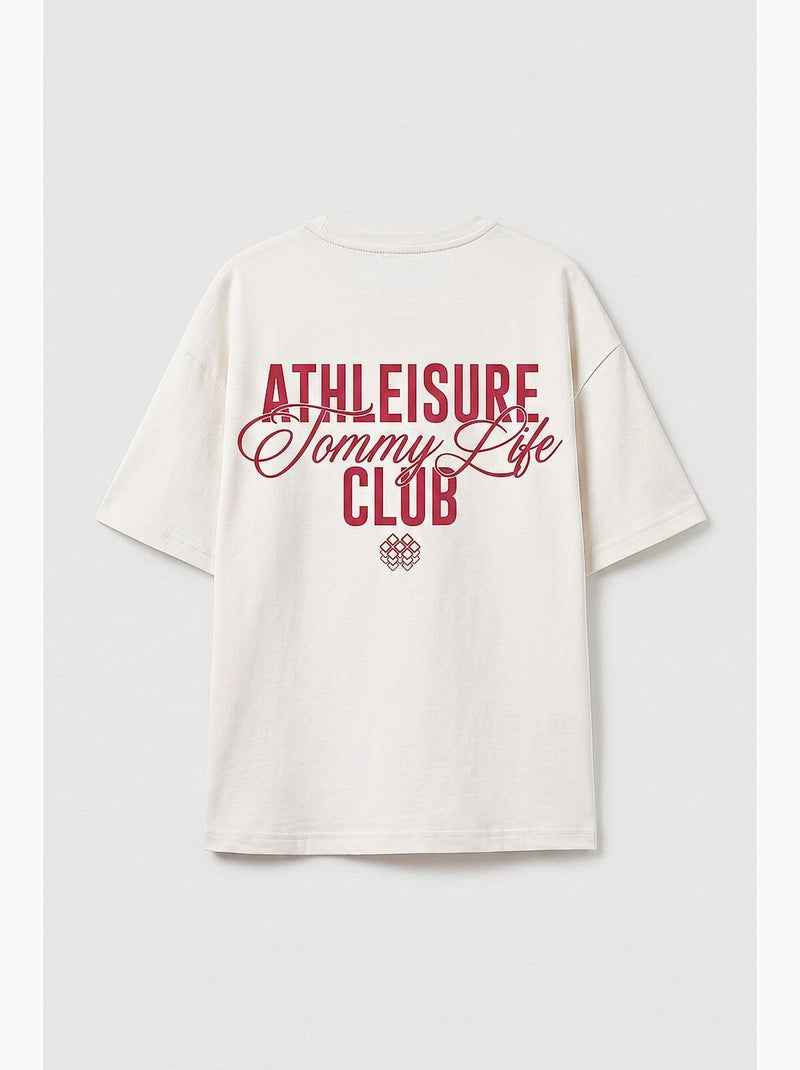 T-shirt de algodão e elastano tommy Branco sujo - Kiabi