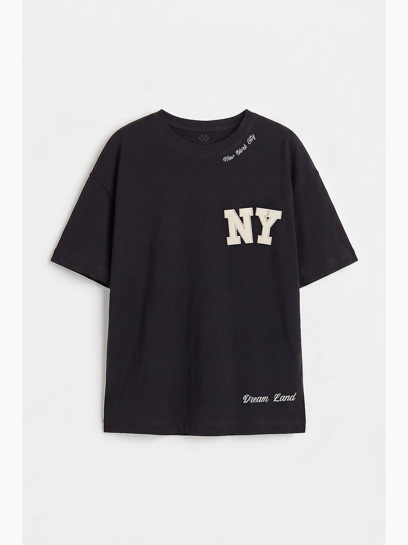 T-shirt de algodão e elastano tommy Preto - Kiabi