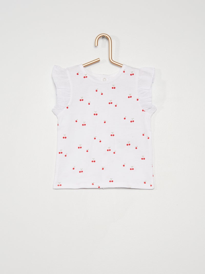 T-shirt de algodão estampada BRANCO - Kiabi