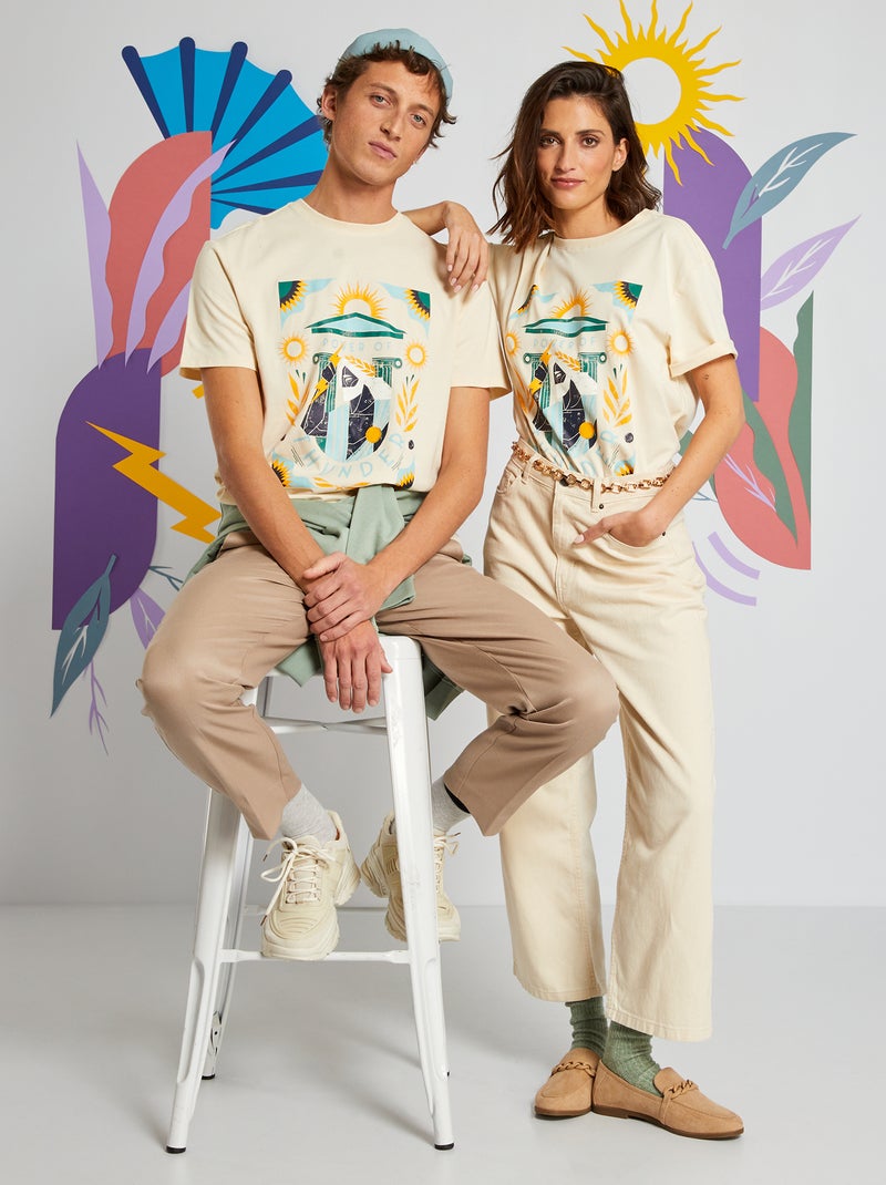 T-shirt de algodão estampada 'mitologia' BEGE - Kiabi