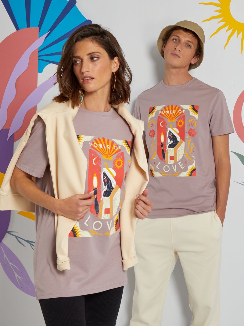 T-shirt de algodão estampada 'mitologia' ROSA - Kiabi