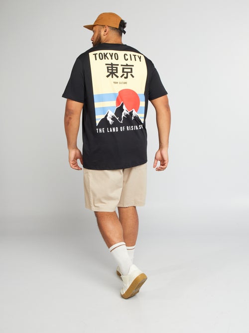 T-shirt de algodão estampada Tóquio - Kiabi