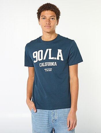 T-shirt de algodão estampado de mangas curtas