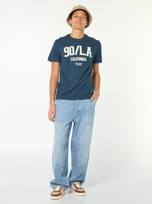 T-shirt de algodão estampado de mangas curtas - Kiabi