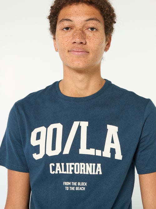 T-shirt de algodão estampado de mangas curtas - Kiabi