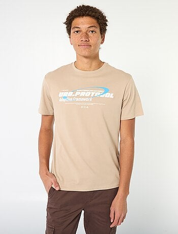 T-shirt de algodão estampado de mangas curtas