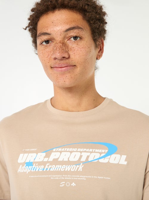 T-shirt de algodão estampado de mangas curtas - Kiabi