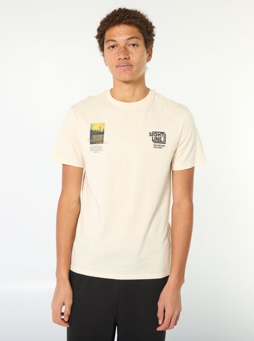 T-shirt de algodão estampado de mangas curtas - Kiabi